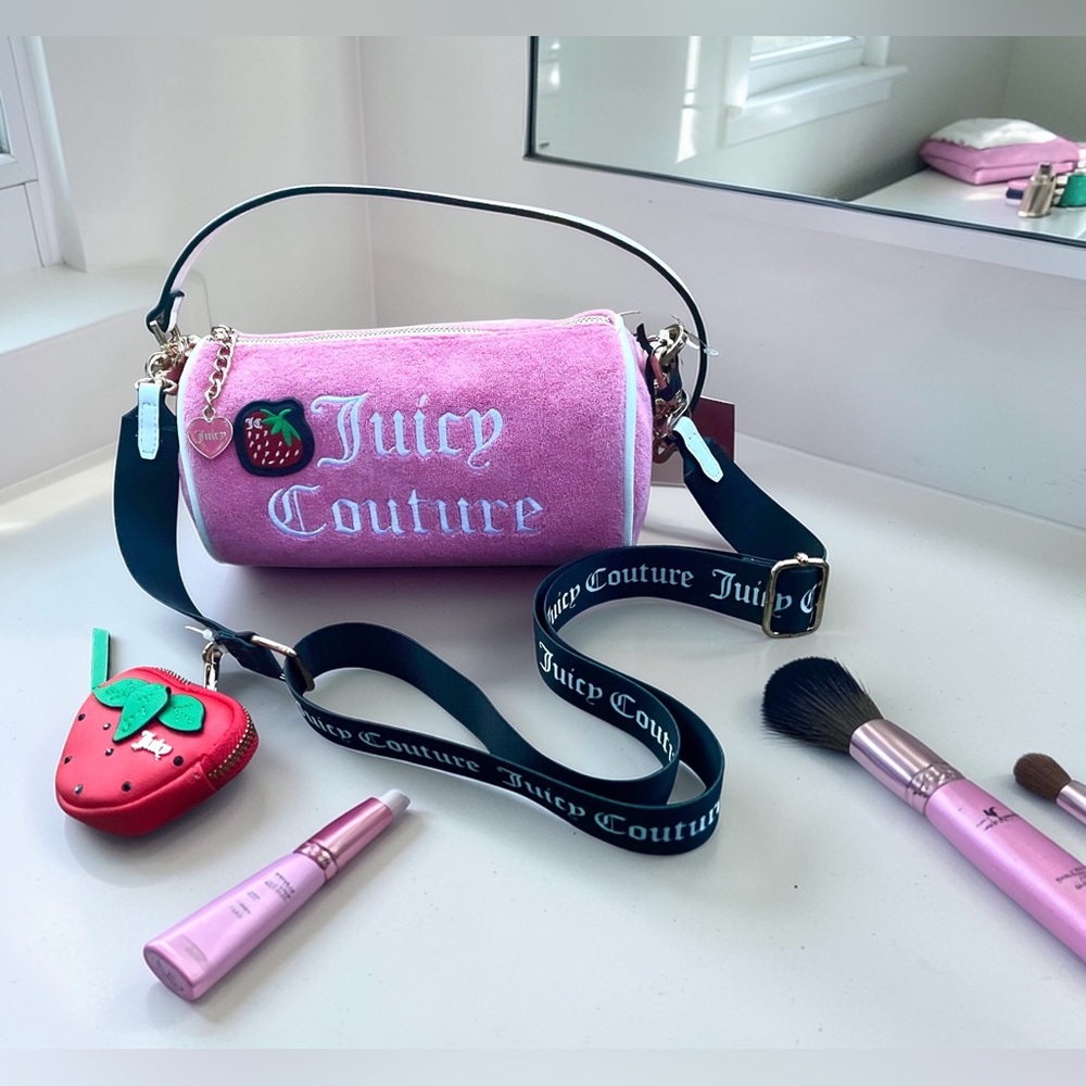 Juicy Couture Pink Barrel Crossbody Bag with Strawberry Charm